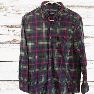Chaps Green and Red Plaid Flannel, Men's Size Medium